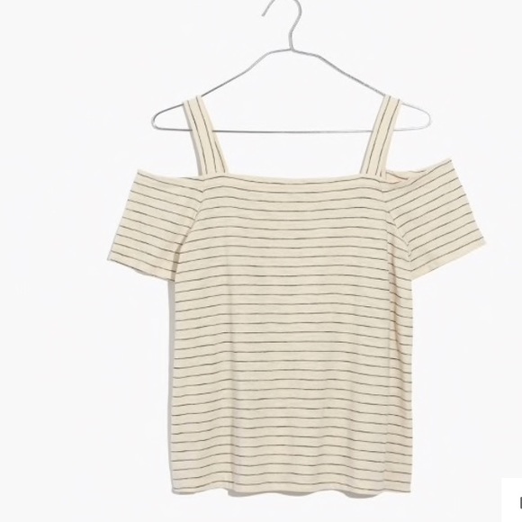 Madewell Cold Shoulder Tee In Bellamy Stripe M/L - Picture 2 of 4